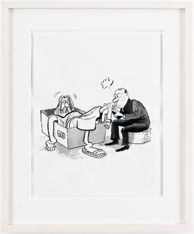 丹·科伦，炸毁上帝，2011纸本水墨，11 × 8½英寸(27.9 × 21.6厘米)©丹·科伦