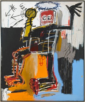 Jean-Michel Basquiat，无标题，1981画布上的丙烯酸、油棒和铅笔，72 × 60英寸(182.9 × 152.4厘米)©Jean-Michel Basquiat遗产/ADAGP，巴黎，ARS，纽约2013