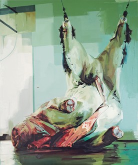 珍妮·萨维尔，躯干II, 2004-05布面油画，141¾× 115¾英寸(360 × 294厘米)©珍妮·萨维尔