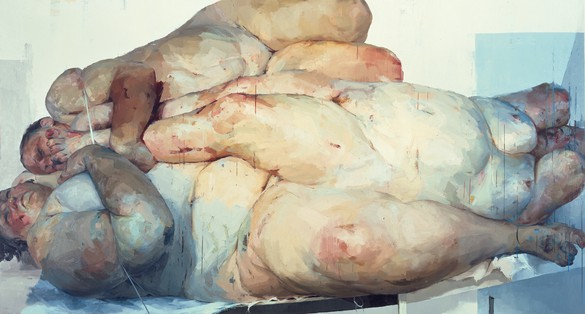 珍妮·萨维尔，支点，1998-99布面油画，103 × 192英寸(261.6 × 487.7厘米)©珍妮·萨维尔