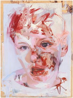 Jenny Saville, Red Stare拼贴画，2007-09船上的拼贴画，99¼× 73¾英寸(252 × 187.3厘米)©Jenny Saville