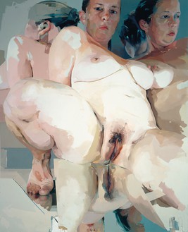 珍妮·萨维尔，反光的肉体，2002-03布面油画，120⅛× 96⅛英寸(305.1 × 244厘米)©珍妮·萨维尔