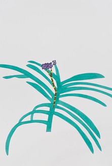 乔纳斯·伍德，《紫兰花剪报》，2013水粉画和纸上彩笔，60 3 / 8 × 40½英寸(153.3 × 102.9厘米)©乔纳斯·伍德