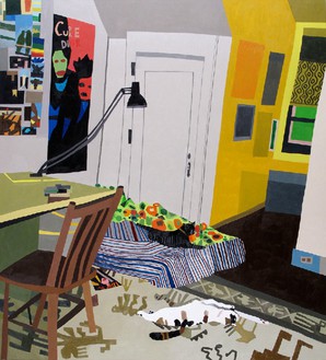 乔纳斯·伍德，亚历克西斯的房间，2009布面油画，66 × 60英寸(167.6 × 152.4厘米)©乔纳斯·伍德