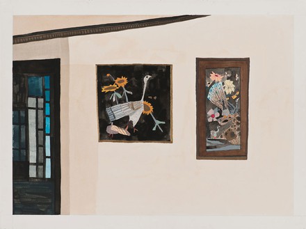 乔纳斯·伍德，电视室2,2007水粉画和彩笔纸上，23 × 30 3 / 8英寸(58.4 × 77.2厘米)©乔纳斯·伍德
