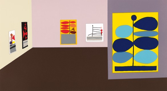 乔纳斯·伍德，Hammer Interior, 2016年18色凸版Crane Lettra纸，11¼× 20¾英寸(28.6 × 52.7厘米)，版本20 + 10 AP©乔纳斯·伍德。图片:Brian Forrest