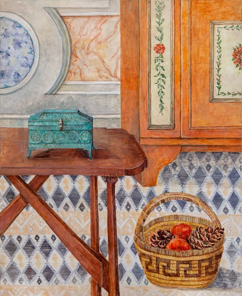 节子，《自然之殇》(Atelier à la Villa Medicis)，约1970-79木质水粉画，43½× 35½英寸(110.5 × 90厘米)©节子