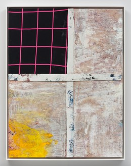 Sterling Ruby, HOT FLAT LIGHT, 2017亚克力，油，弹性，纸板在画布上，框:59 × 45½英寸(149.9 × 115.6厘米)©Sterling Ruby