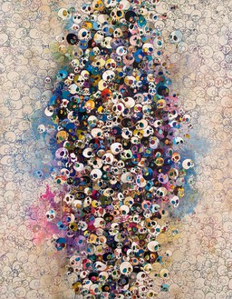 村上隆，《谁害怕红、黄、蓝和死亡》，2010铝框布面丙烯，118 × 92½英寸(299.7 × 235厘米)©村上隆/Kaikai Kiki Co.， Ltd版权所有
