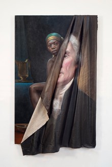 Titus Kaphar，《仁的神话背后》，2014布面油画，59 × 34 × 7英寸(149.9 × 86.4 × 17.8厘米)©Titus Kaphar
