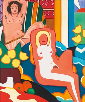 汤姆·韦塞尔曼，《日落裸体与马蒂斯·奥达里斯克》，2003布面油画，120 × 100英寸(304.8 × 254厘米)©The Estate of Tom Wesselmann/获ARS/VAGA，纽约授权