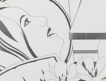 汤姆·韦塞尔曼，卧室脸画，1977-79 100%布里斯托尔板铅笔，29⅛× 38⅛英寸(74 × 96.8厘米)©汤姆·韦塞尔曼遗产/ ARS/VAGA，纽约授权
