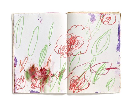 Cy Twombly，无题，2002年手工纸上的丙烯酸、蜡笔和铅笔，在未装订的手工书中，16页，每页(大约):22½× 15¼英寸(56.9 × 38.7厘米)©Cy Twombly基金会。图片来源:Peter Schälchli
