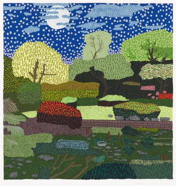 Jonas Wood的丝网印刷，以51种颜色的日本花园为特色