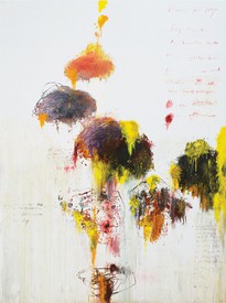Cy Twombly，无题(说再见，卡特勒斯，小亚细亚海岸)，1994，三幅油画，丙烯酸，油棒，蜡笔和石墨，