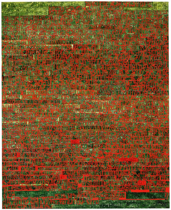 里克·洛，《黑人华尔街之旅宣言#1》，2021年，纸上丙烯酸和纸拼贴画，141 × 115英寸(358.1 × 292.1厘米)。图片来源:Thomas Dubrock