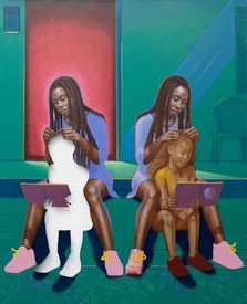 提图斯·卡哈尔，编织的可能性，2020年，布面油画，83 3/4 × 68英寸(212.7 × 172.7厘米)